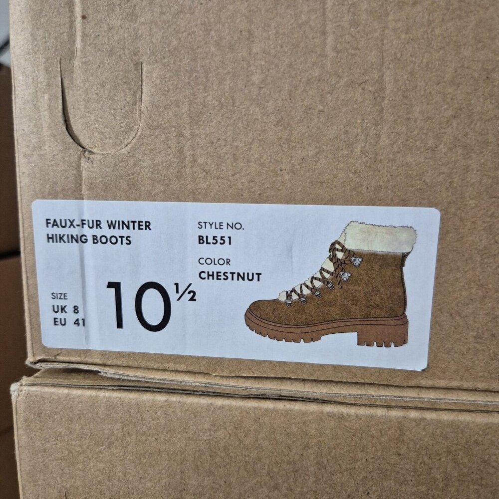 J. Crew Women's Faux Fur Winter Hiking Boots Size 10.5 Chestnut Brown - Picture 11 of 11